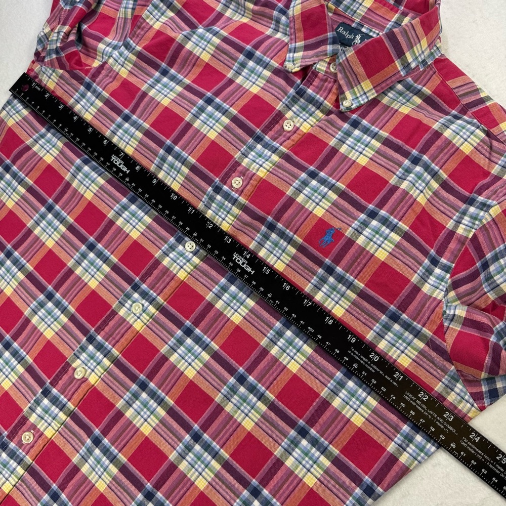 Ralph Lauren Men’s L Custom Fit Pink Multicolor Plaid Shirt 100% Cotton‎ - Picture 11 of 13